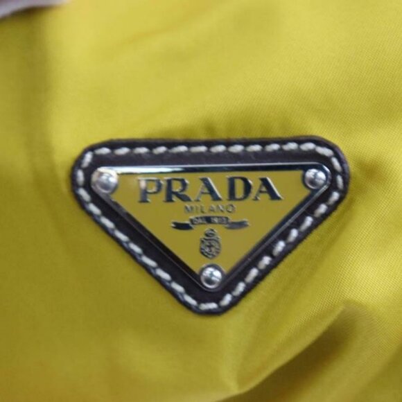 Prada Purse Yellow Canvas And Brown Leather With Chrome Hardware Satchel - Picture 5 of 9
